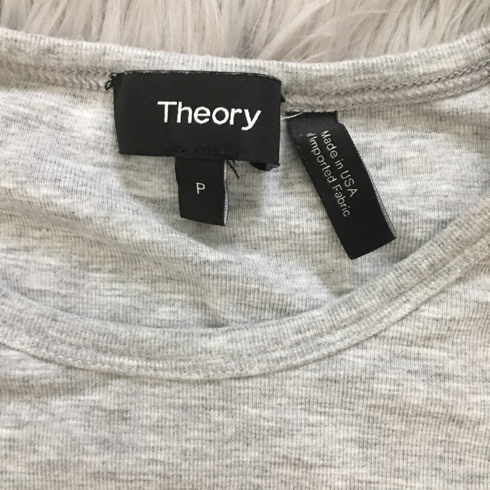 Theory Rimaeya Drawstring Tank Top Grey Heather Ruched - Picture 5 of 5